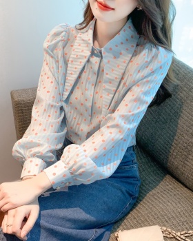 Pointed collar shirt France style tops for women