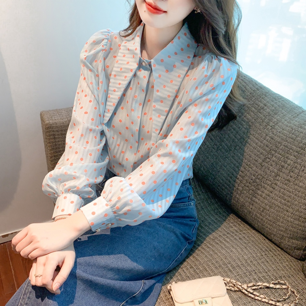 Pointed collar shirt France style tops for women