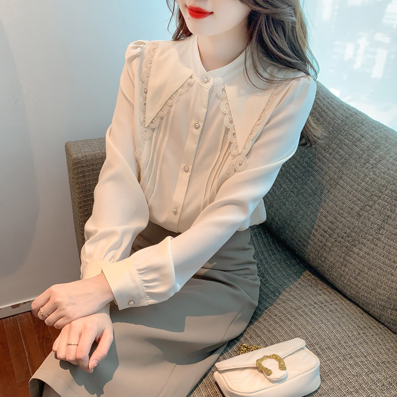 All-match Western style shirt France style autumn tops for women