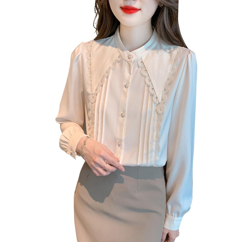 All-match Western style shirt France style autumn tops for women