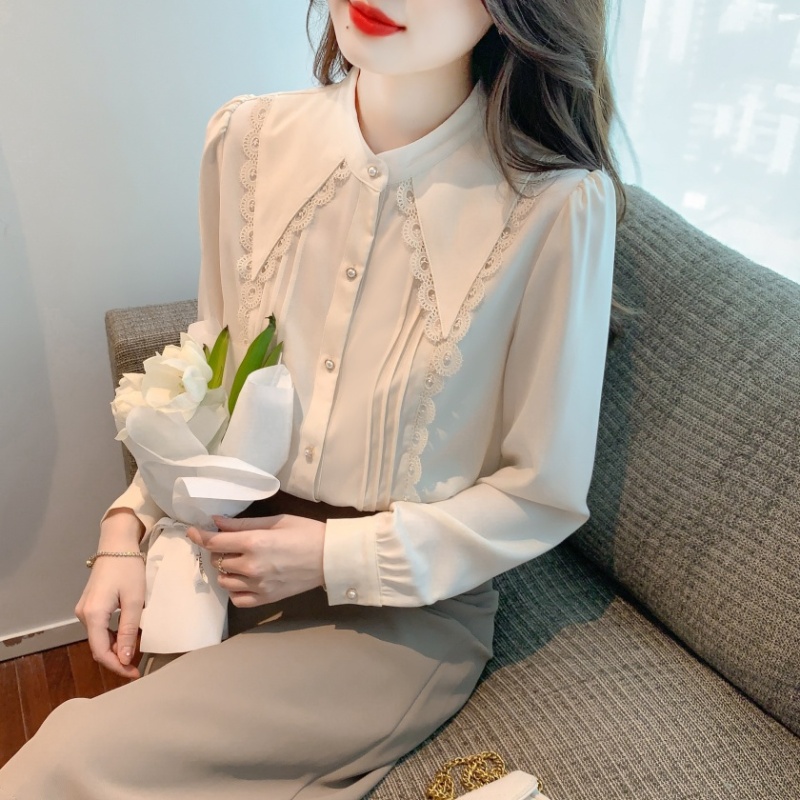 All-match Western style shirt France style autumn tops for women