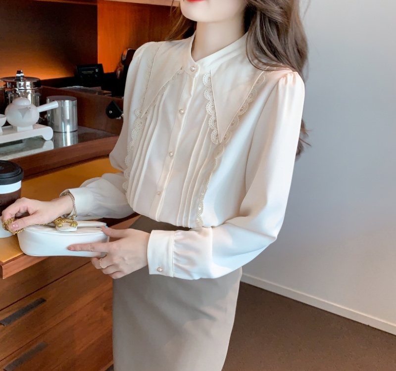 All-match Western style shirt France style autumn tops for women