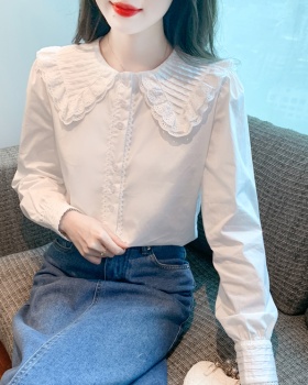 All-match lotus leaf edges tops autumn long sleeve shirt