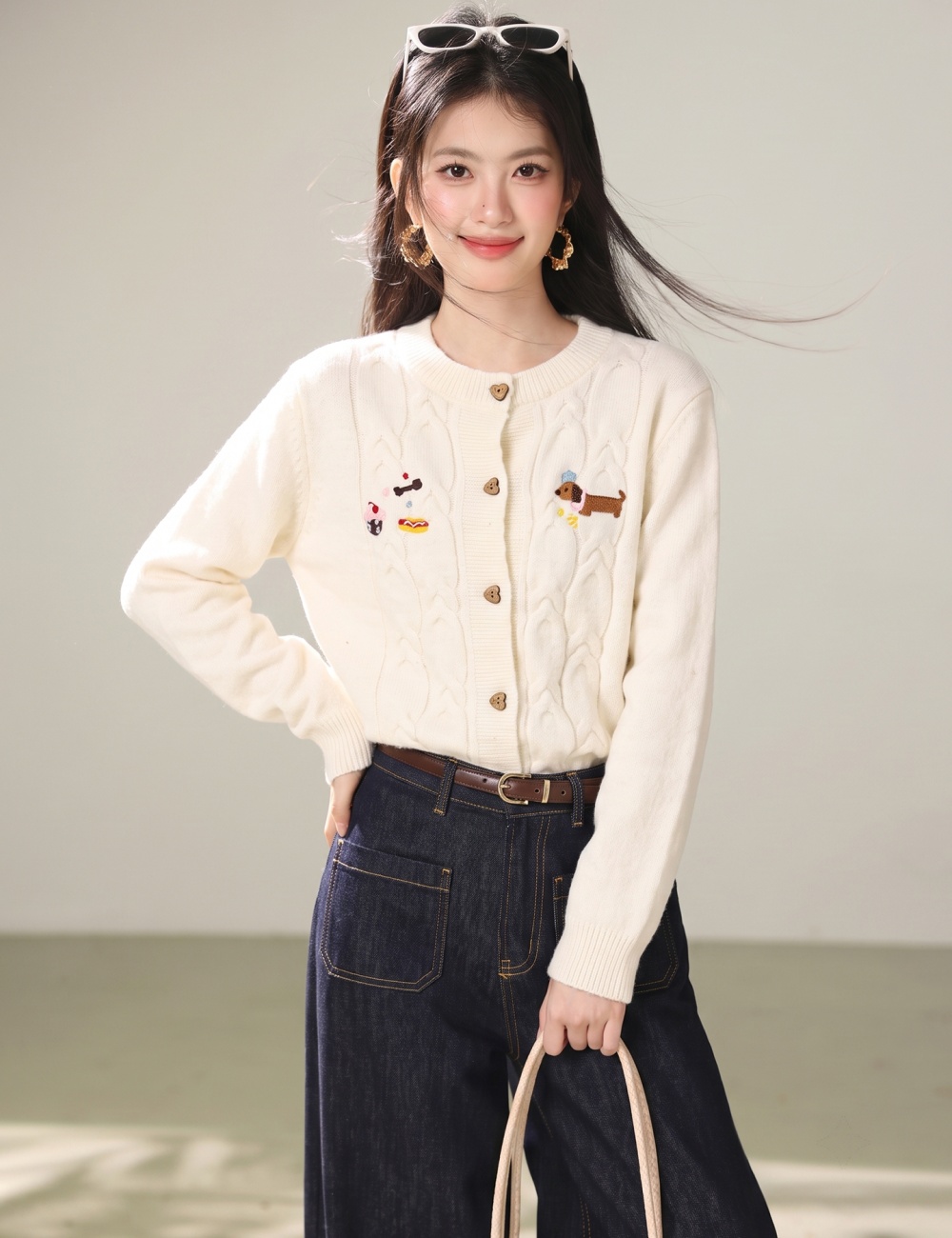 Lovely college style tops sweet loose sweater for women