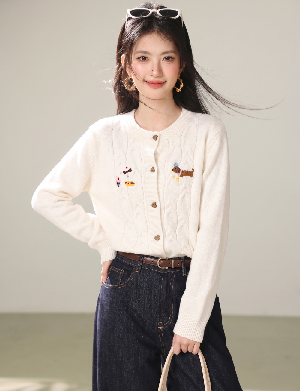 Lovely college style tops sweet loose sweater for women