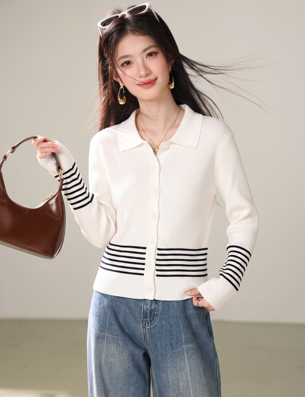 Western style fashion coat show young lapel sweater for women