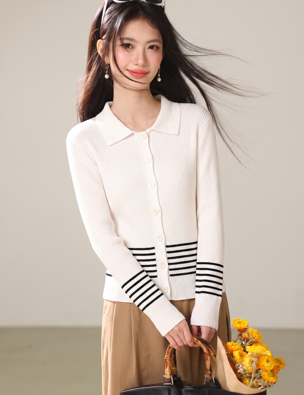 Western style fashion coat show young lapel sweater for women
