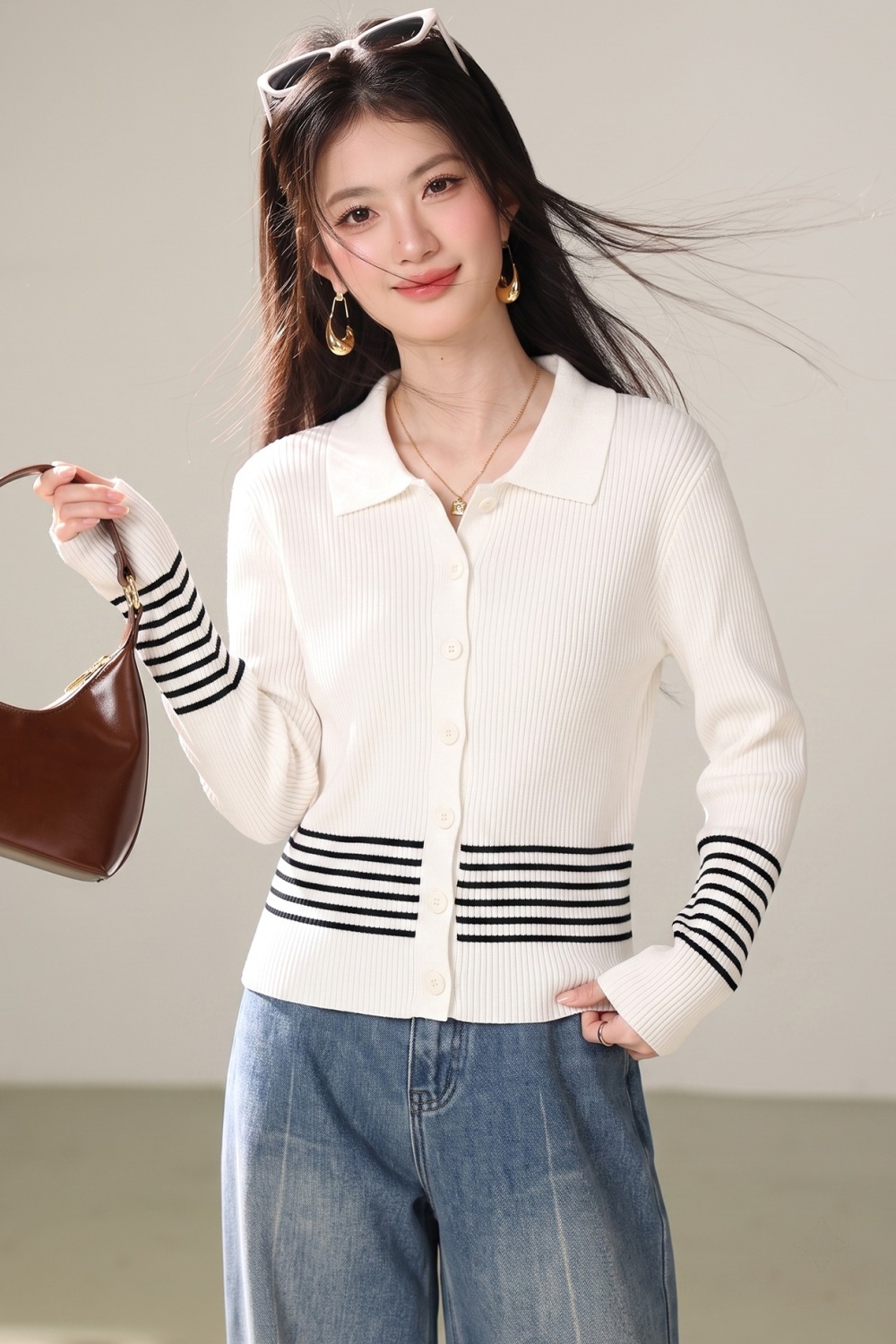 Western style fashion coat show young lapel sweater for women