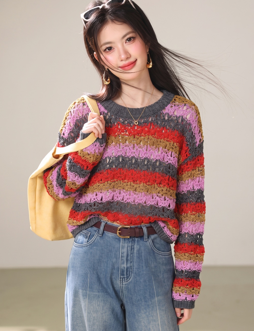 Blooming slim autumn sweater pullover Casual all-match tops