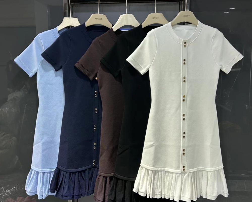 Slim France style short sleeve hem slim dress