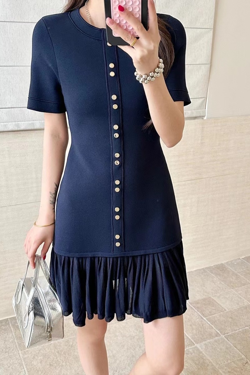 Slim France style short sleeve hem slim dress
