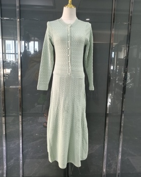 Fashion hollow dress round neck slim long dress for women
