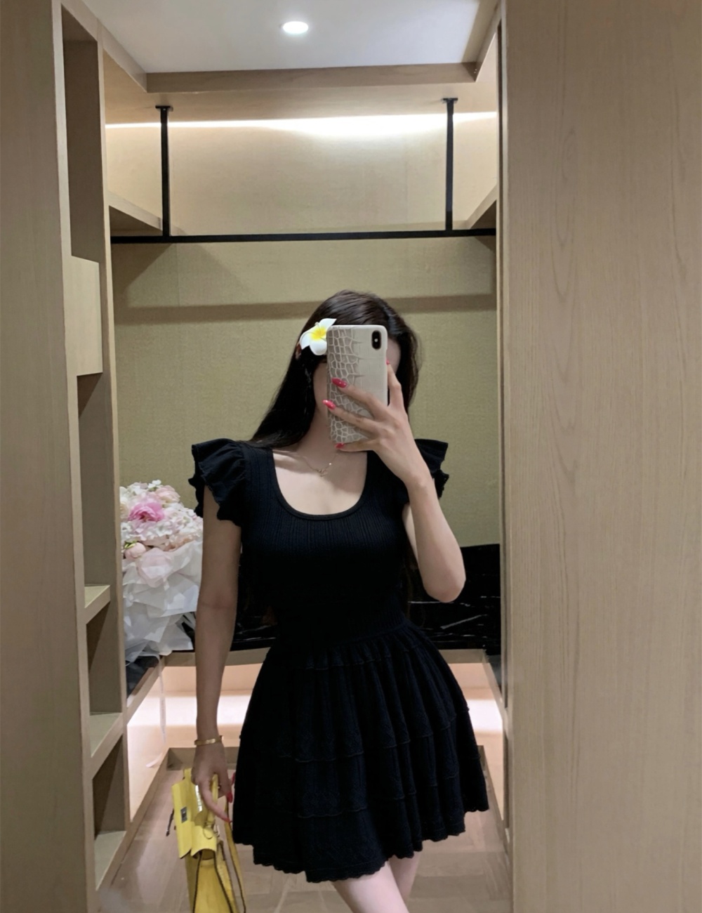 Temperament thin slim boats sleeve dress for women