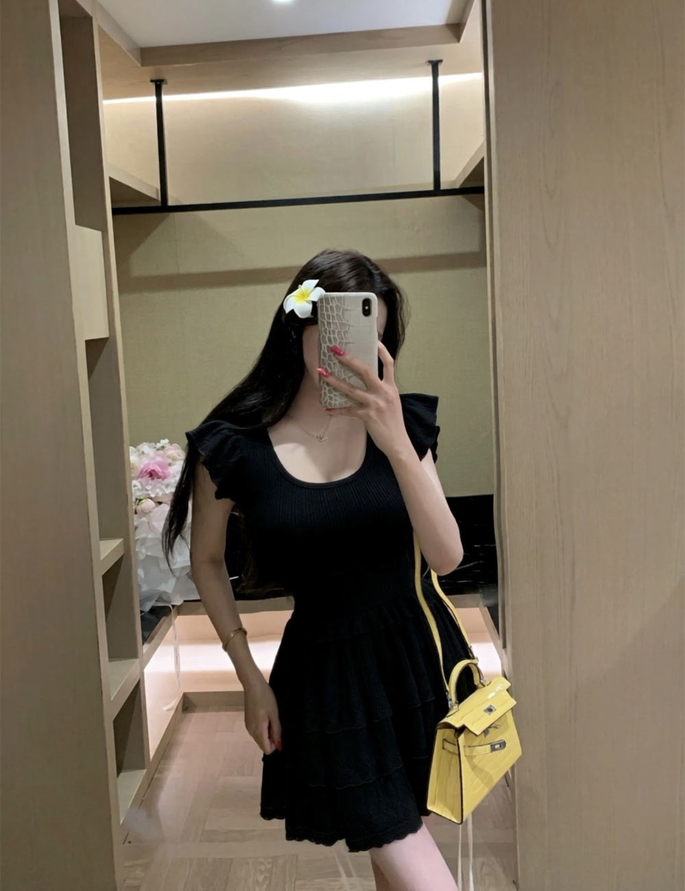 Temperament thin slim boats sleeve dress for women