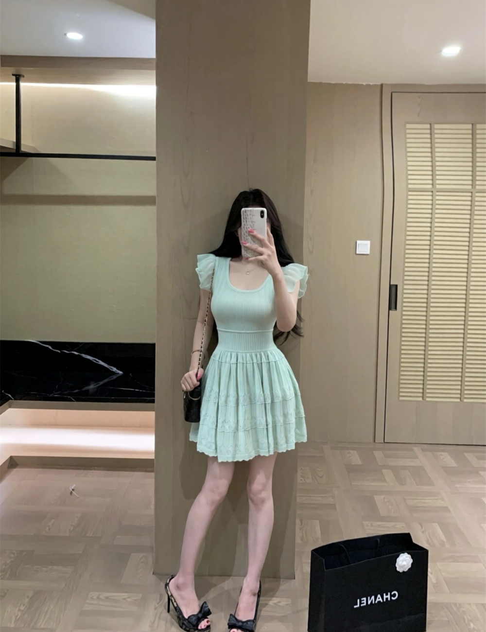 Temperament thin slim boats sleeve dress for women