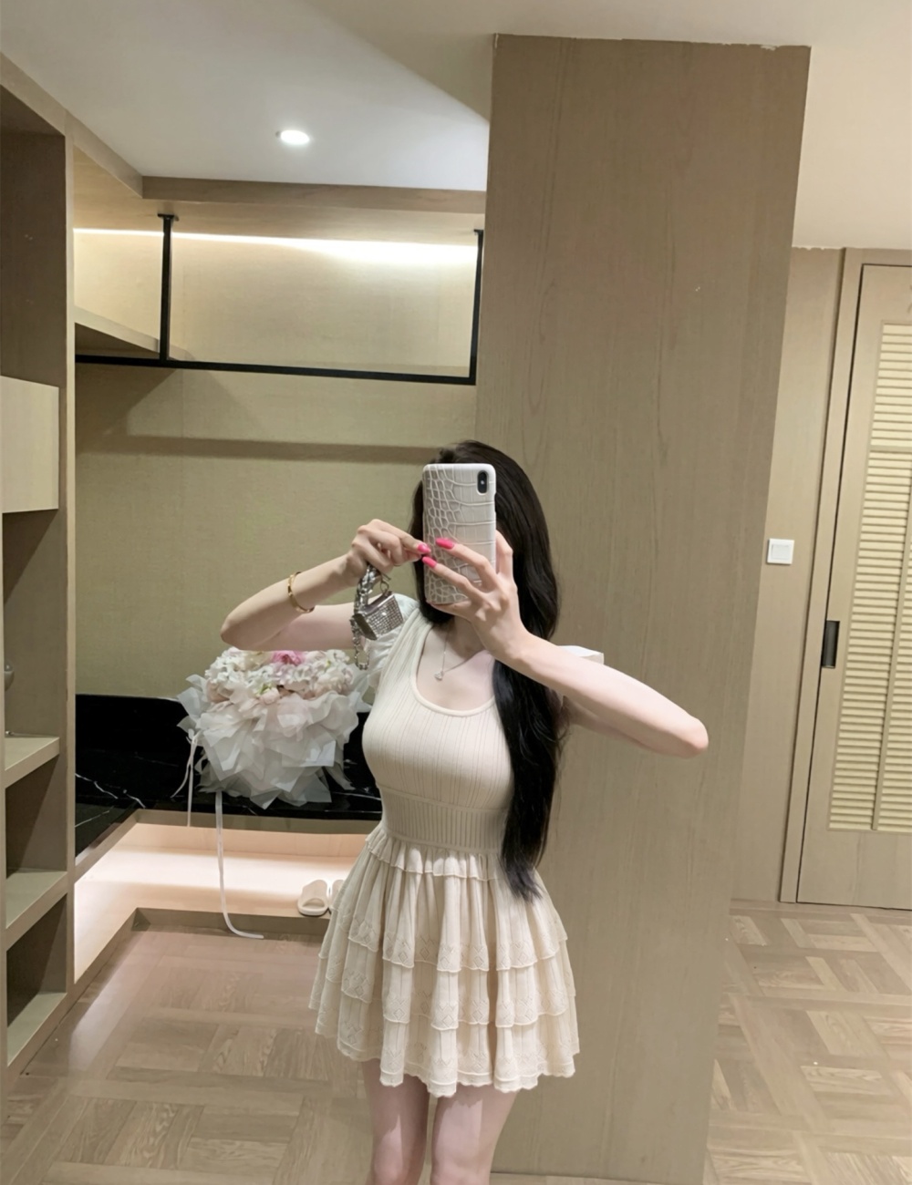 Temperament thin slim boats sleeve dress for women