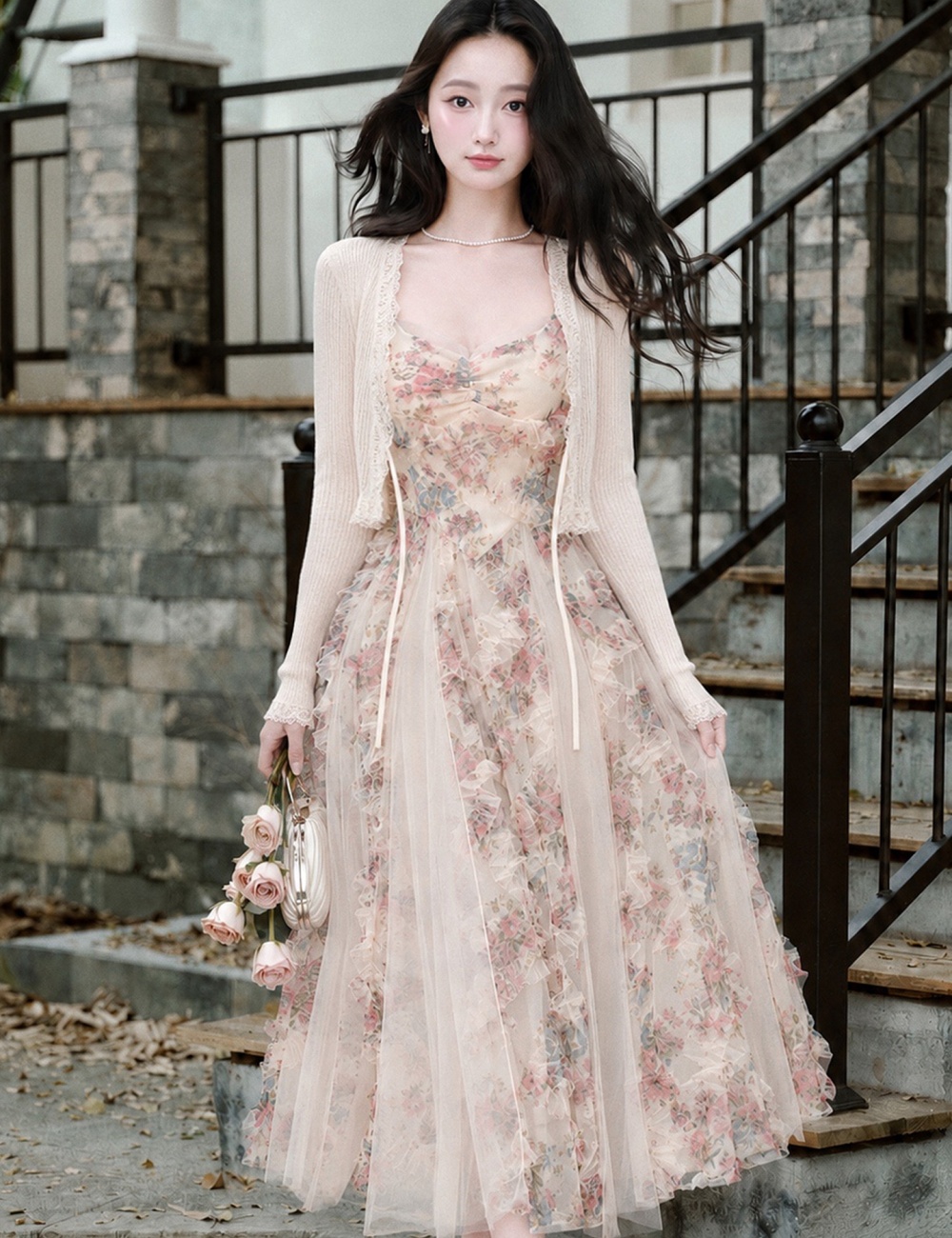 Summer cardigan unique dress 2pcs set for women