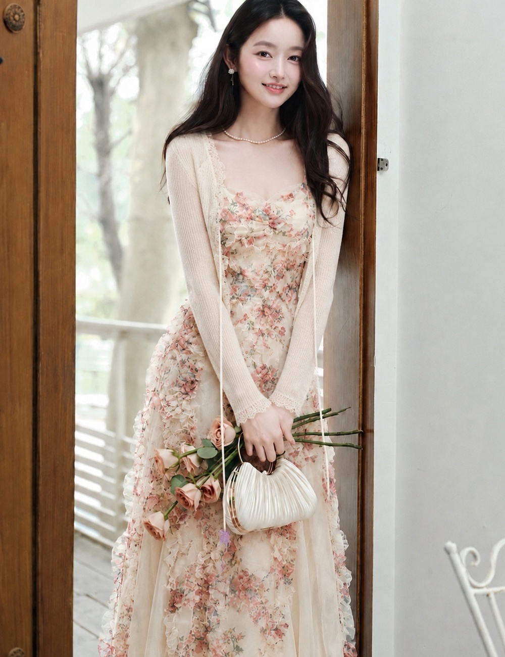Summer cardigan unique dress 2pcs set for women