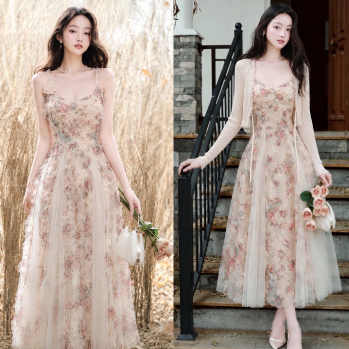 Summer cardigan unique dress 2pcs set for women