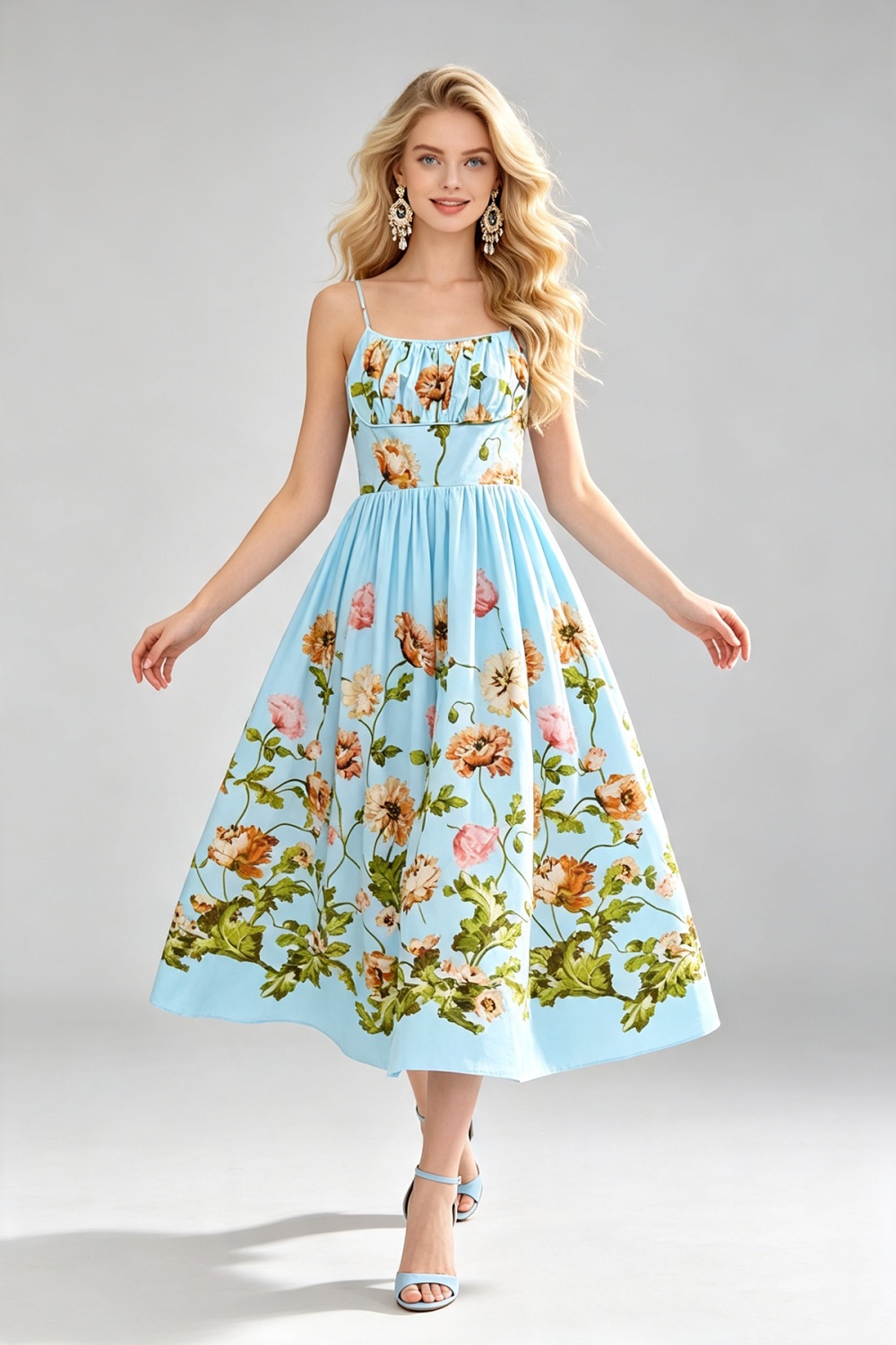 A-line sling slim big skirt back elastic dress