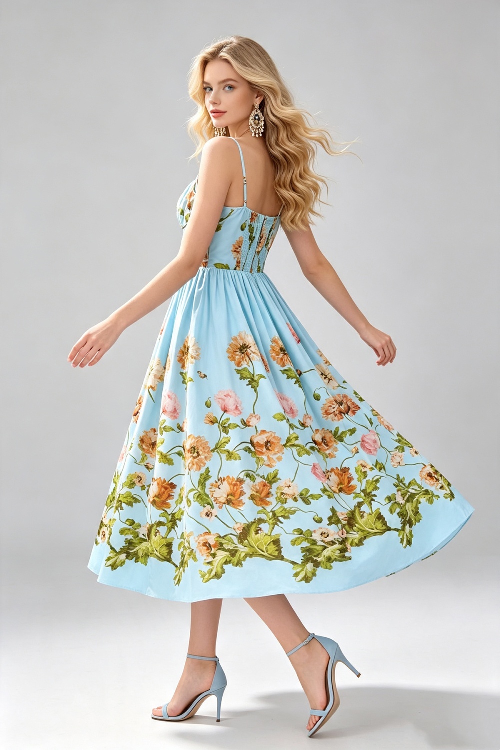 A-line sling slim big skirt back elastic dress