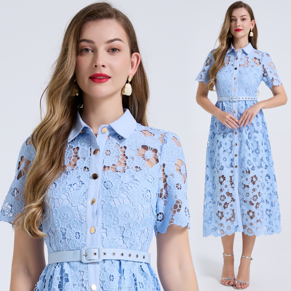 Pinched waist diamond high waist short sleeve dress