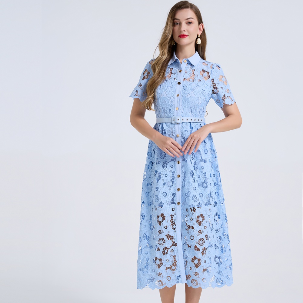 Pinched waist diamond high waist short sleeve dress