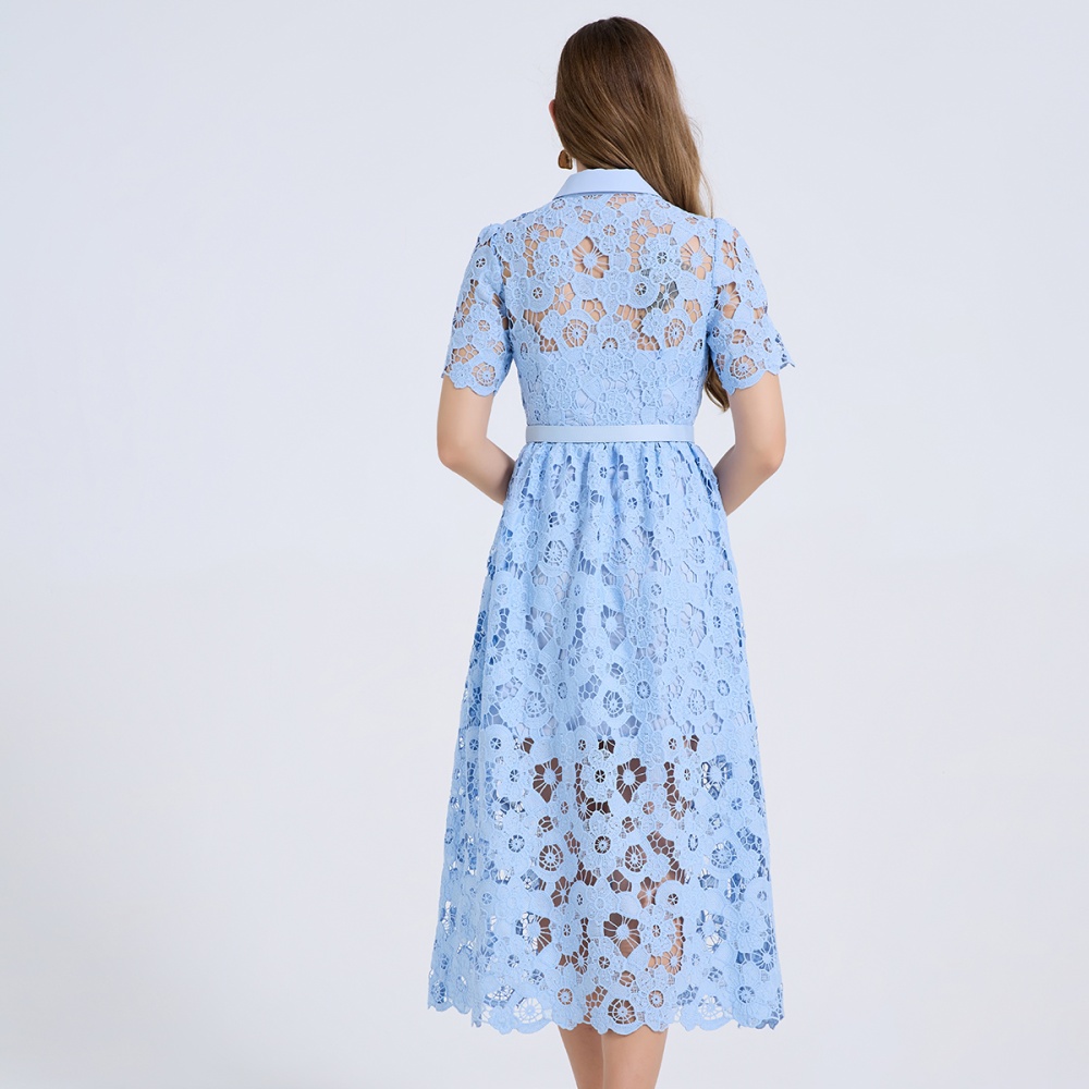 Pinched waist diamond high waist short sleeve dress