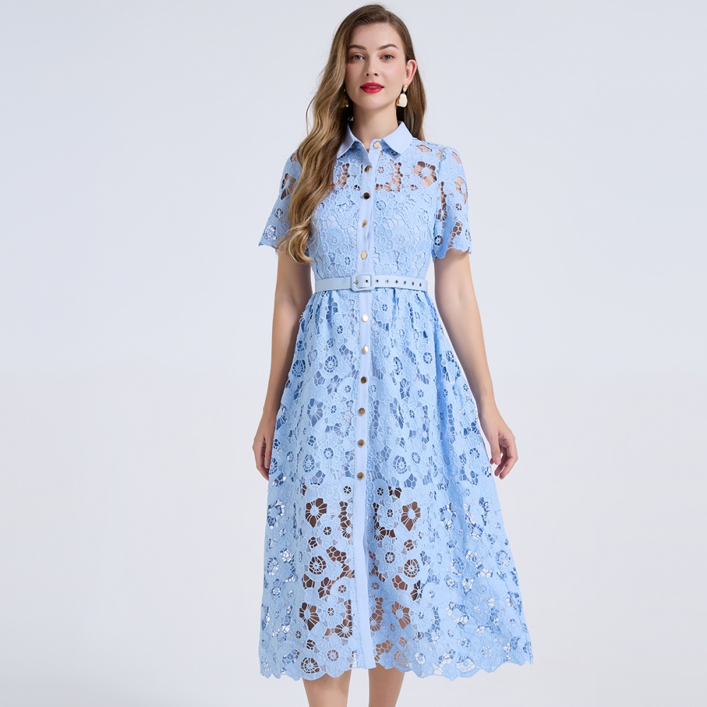 Pinched waist diamond high waist short sleeve dress