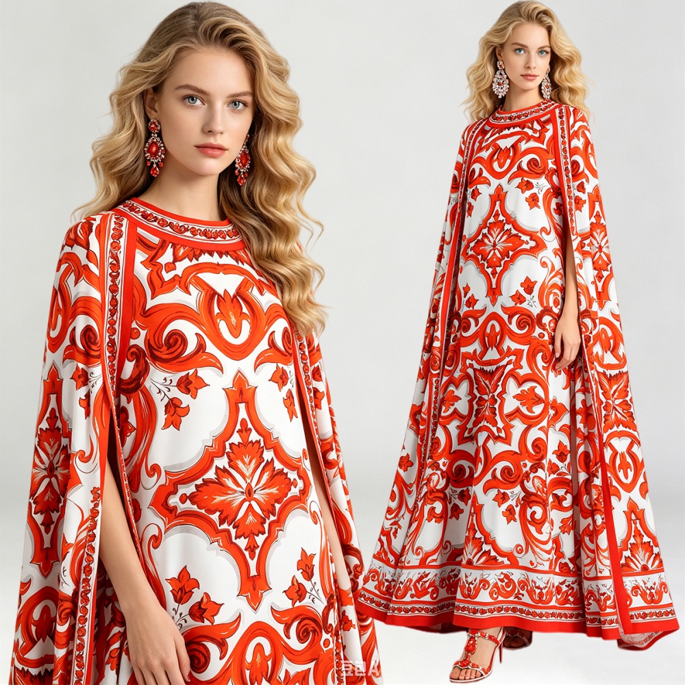Mopping bat A-line dress big skirt loose long dress