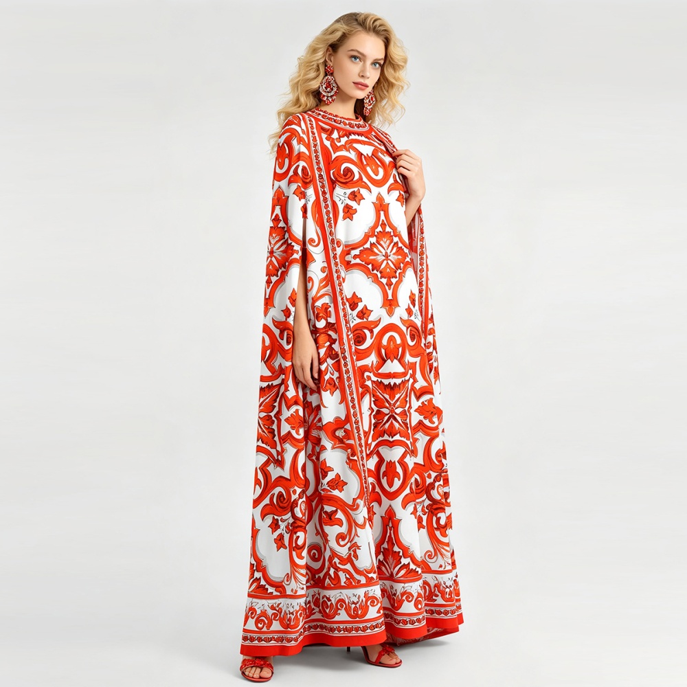 Mopping bat A-line dress big skirt loose long dress
