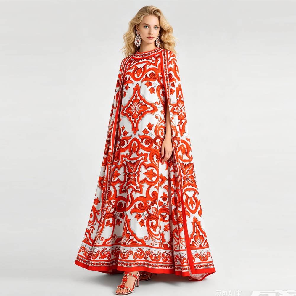 Mopping bat A-line dress big skirt loose long dress