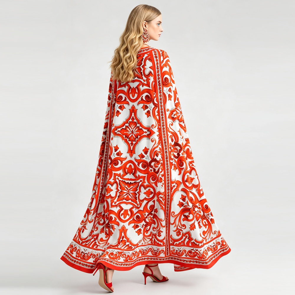 Mopping bat A-line dress big skirt loose long dress