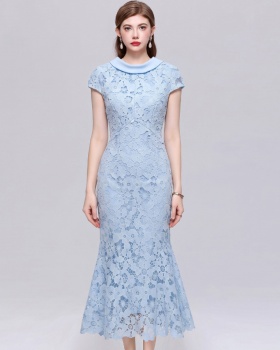 France style pinched waist hollow ladies intellectuality dress
