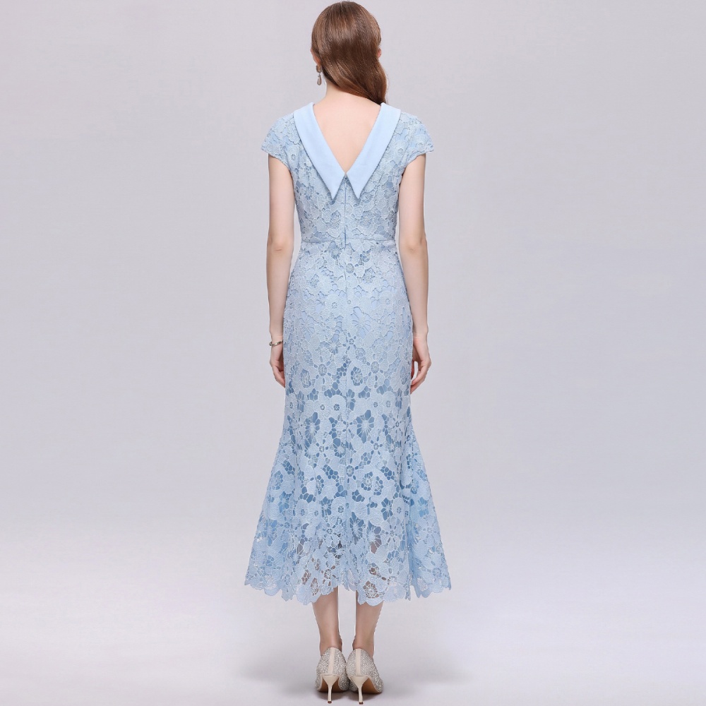 France style pinched waist hollow ladies intellectuality dress