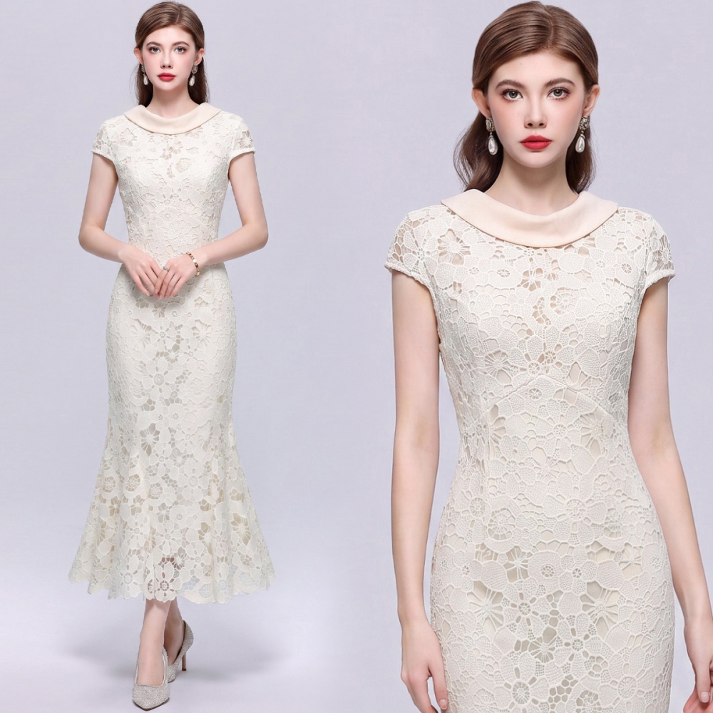 Elegant mermaid intellectuality ladies hollow dress
