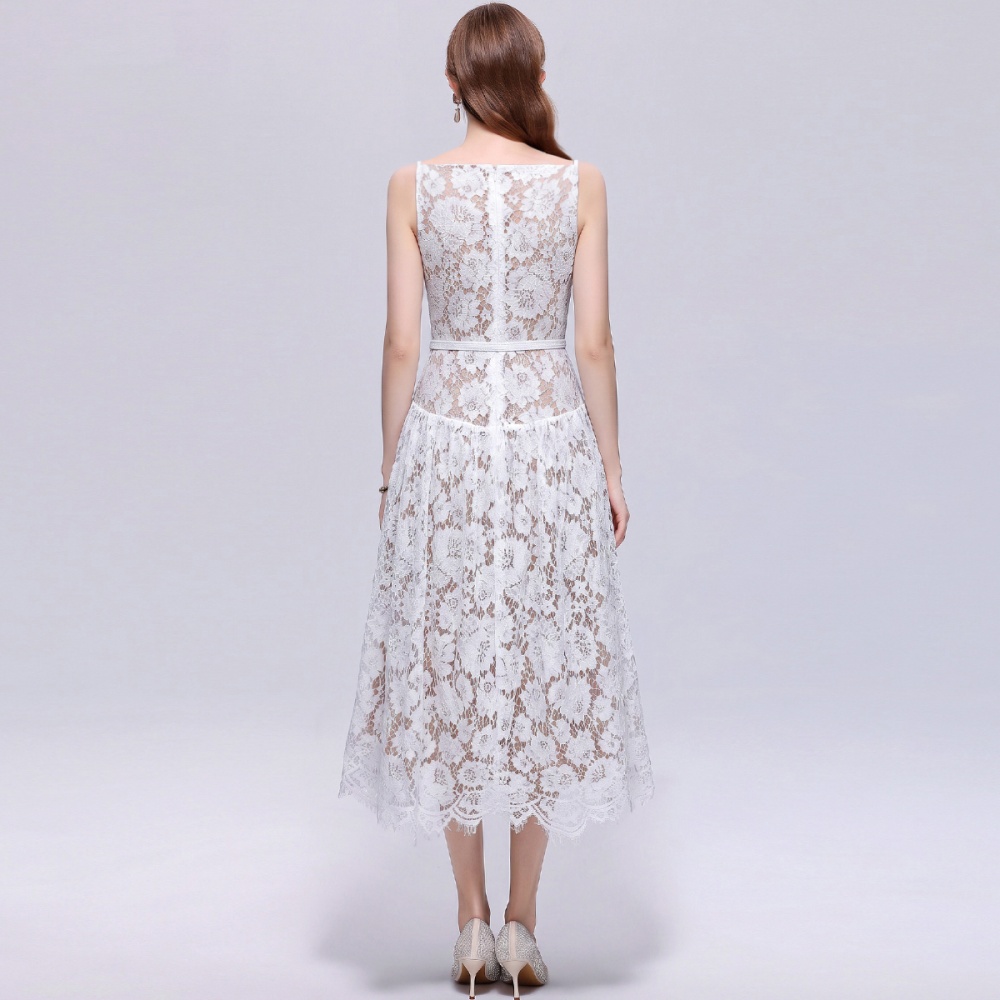 Hollow slim long dress with belt dress for women