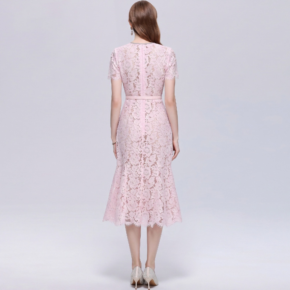 Round neck dress slim long dress for women