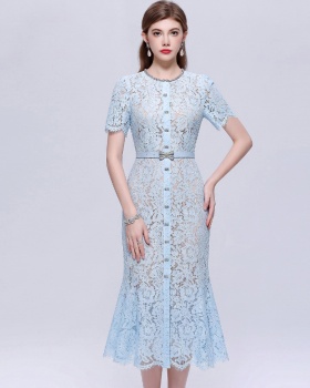 Light luxury long dress with belt dress for women