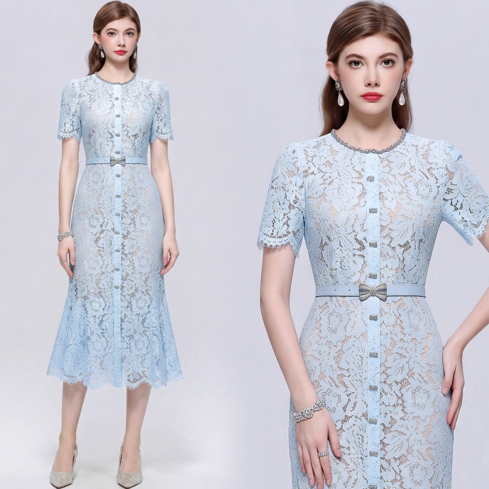 Light luxury long dress with belt dress for women