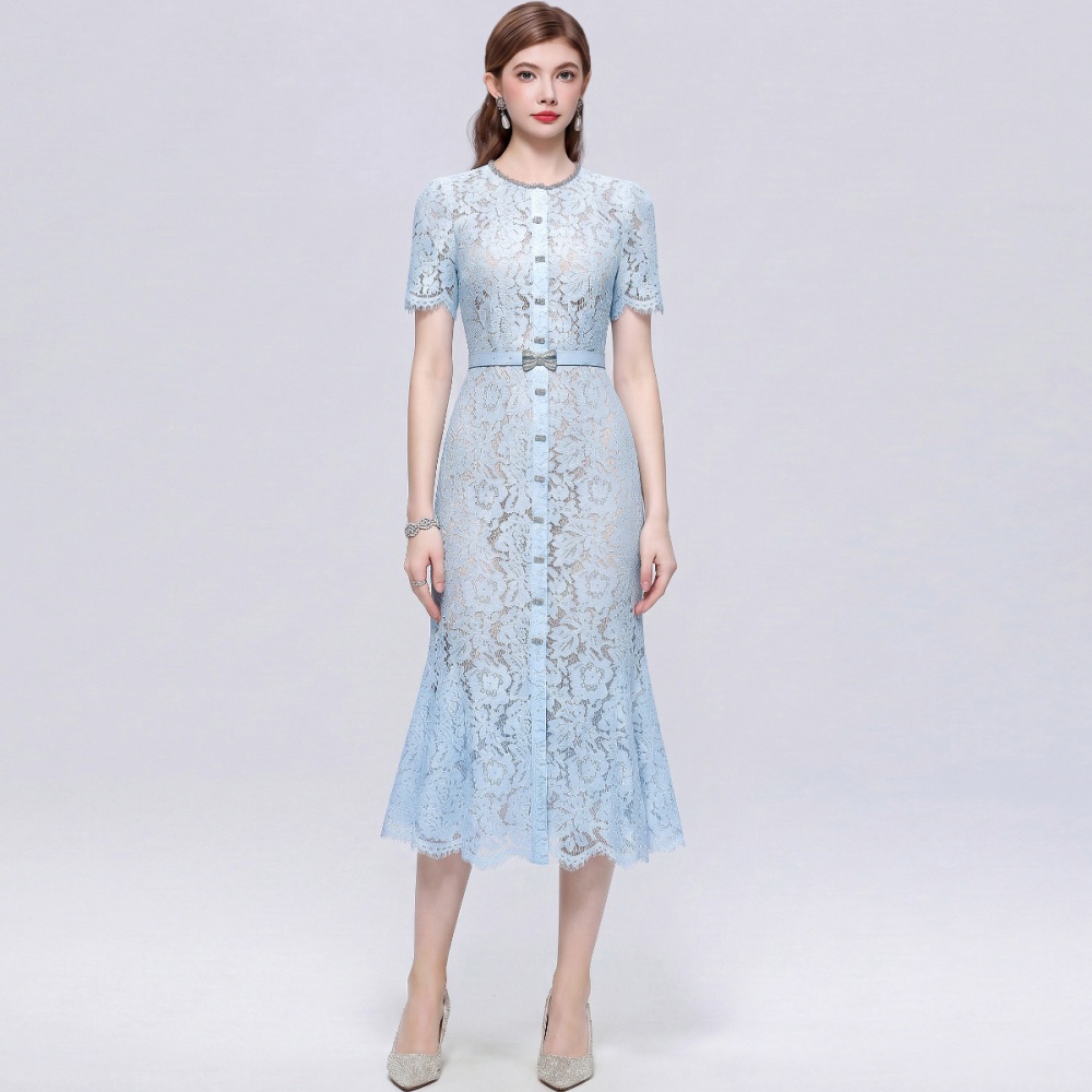 Light luxury long dress with belt dress for women