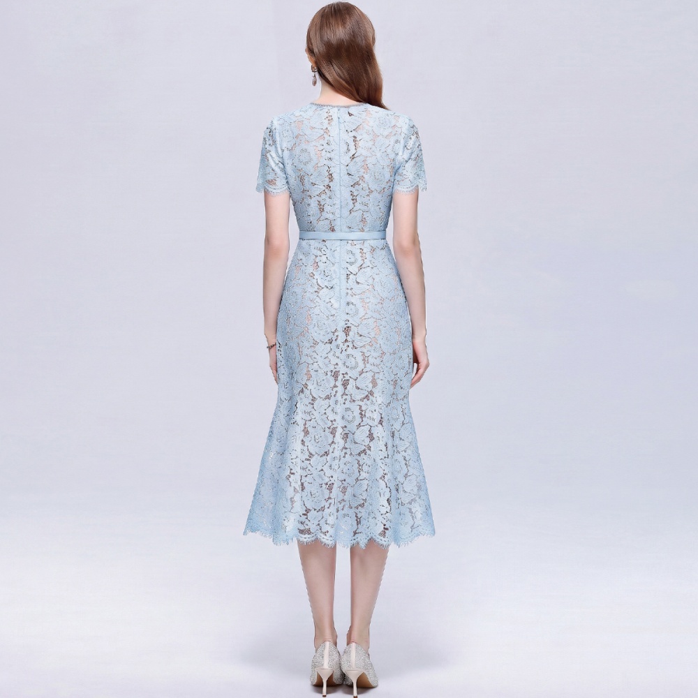 Light luxury long dress with belt dress for women