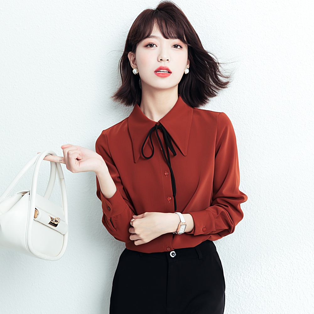 Autumn long sleeve tops niche Western style shirt for women