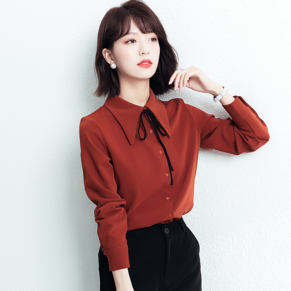 Autumn long sleeve tops niche Western style shirt for women