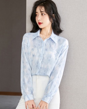Chiffon niche tops autumn France style shirt for women