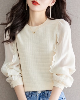 Slim autumn sweater splice Korean style tops for women