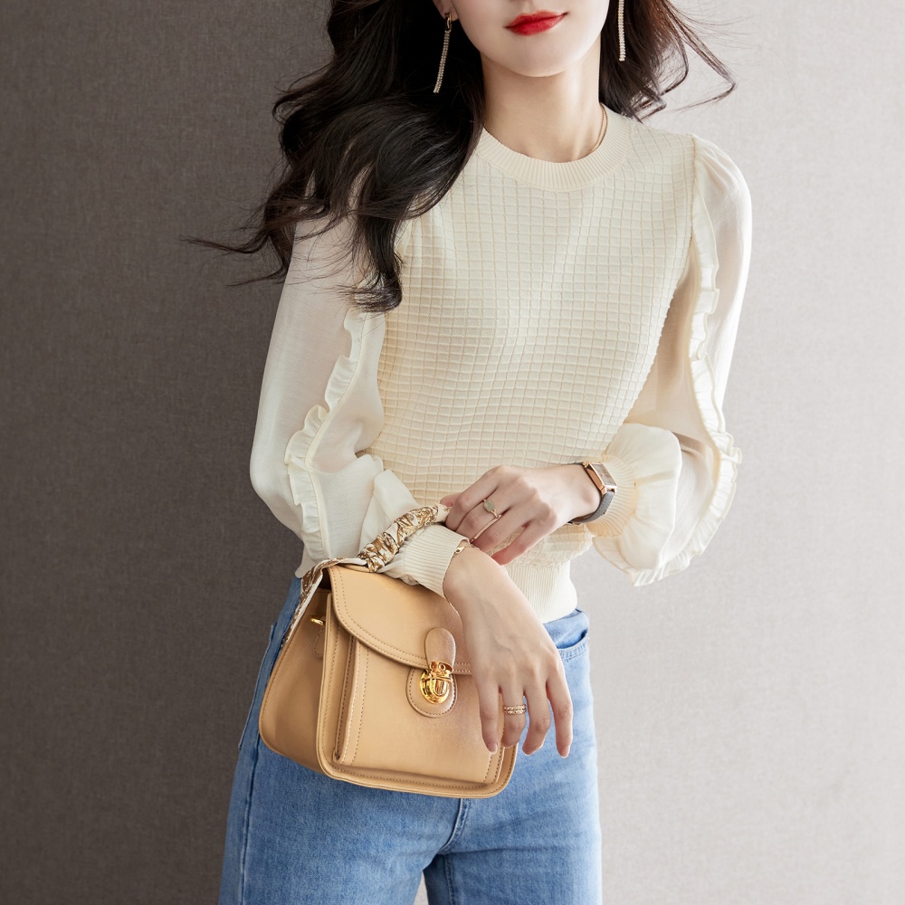 Slim autumn sweater splice Korean style tops for women