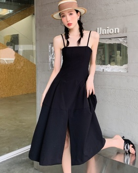 France style split pinched waist temperament slim dress