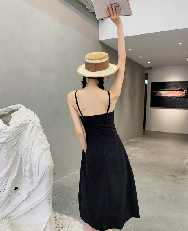 France style split pinched waist temperament slim dress