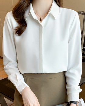 Autumn temperament white shirt chiffon overalls tops